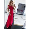 Dlhé červené spoločenské šaty s vyšívanou čipkou