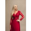 Dlhé spoločenské červené šaty s rukávmi