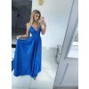Dlhé spoločenské kráľovsky modré trblietavé šaty na ramienka