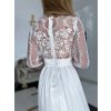Dlhé spoločenské biele šaty čipkované šaty s rukávmi