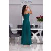 Dlhé spoločenské zelené trblietavé šaty na ramienka