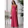 Dlhé spoločenské fuchsiové šaty na ramienka