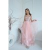 Dlhé spoločenské ružové šaty s asymetrickou sukňou