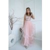 Dlhé spoločenské ružové šaty s asymetrickou sukňou