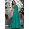 Dlhé spoločenské tyrkysovo zelené trblietavé šaty