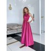 Dlhé spoločenské saténové fuchsiové šaty