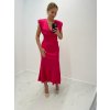 Fuchsiové saténové midi šaty