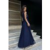 Dlhé spoločenské tmavomodré šaty s tylom