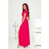 Dlouhé večerní třpytivé fuchsiové šaty s jemnými rukávy