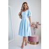 Bledě modré midi šaty se stříbrným páskem