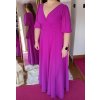 Dlhé spoločenské purpurové šifónové šaty s rukávom