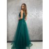 Dlhé spoločenské zelené šaty s tylovou sukňou