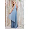 Dlhé spoločenské bledomodré šaty na jedno rameno