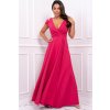 Dlouhé společenské fuchsiovy šaty s rozparkem