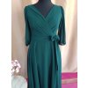 Dlhé spoločenské zelené šifónové šaty s rukávom