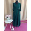 Dlhé spoločenské zelené šifónové šaty s rukávom