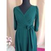 Dlhé spoločenské zelené šifónové šaty s rukávom