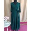 Dlhé spoločenské zelené šifónové šaty s rukávom