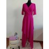 Dlouhé společenské fuchsiovy asymetrické šaty