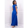 Dlouhé společenské královsky modré šaty s rozparkem