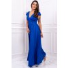 Dlouhé společenské královsky modré šaty s rozparkem