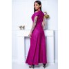 Dlouhé společenské fuchsiovy třpytivé šaty s rozparkem