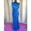 Dlouhé společenské královsky modré flitrované šaty s řasením