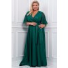 Dlhé spoločenské zelené šaty s tylovým rukávom