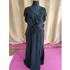 Dlhé spoločenské čierne šaty s flitrami a jemným rukávom