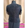 Dlouhé společenské černé šaty s flitry a jemným rukávem