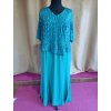 Dlhé spoločenské tyrkysové šaty s flitrami