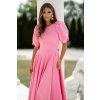 Dlhé spoločenské ružové šaty s odhaleným chrbtom