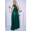 Dlouhé společenské zelené šaty s jemným rukávem