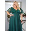 Dlouhé společenské zelené šaty s flitry
