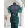 Dlouhé společenské zelené flitrované šaty na vázání