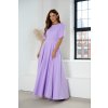 Dlouhé společenské fialové šaty s odhalenými zády