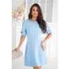 Bledě modré áčkové šaty s rukávy