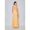 Dlouhé společenské žluté šaty s kamínkovými ramínky