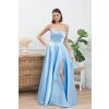 Dlhé spoločenské bledomodré šaty