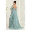 Dlhé spoločenské bledozelené tylové šaty s korzetom