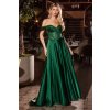 Dlhé spoločenské zelené korzetové šaty s kamienkami