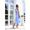 Bledě modré midi šaty s vázáním
