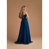Dlouhé společenské tmavě modré šaty zdobené kamínky