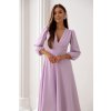 Světle fialové midi šaty s rukávy
