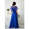 Dlhé spoločenské kráľovsky modré šaty s flitrovaným bolerkom