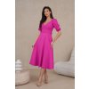 Cyklámenové midi šaty s rukávmi