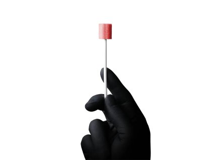 Tyčinky na ústnu hygienu z PP s PU špongiou, 100 mm, príchuť ríbezle, ružová hlavička