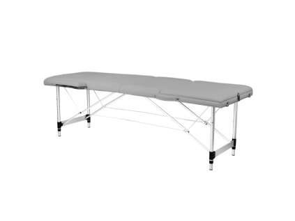 3-dielny hliníkový komfortný skladací masážny stôl, sivý