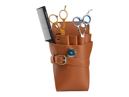 PUZDRO NA OPASOK NA NOŽNICE NA VLASY T14 HNEDÉ