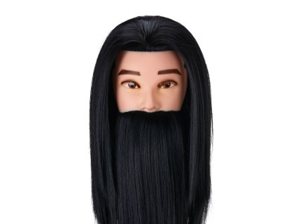 Gabbiano WZ4 tréningová hlava s bradou, syntetické vlasy, farba 1#, dĺžka 8"+6"